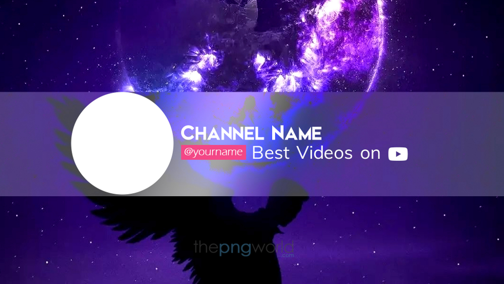 Youtube Cover with Blue Angel and Earth Background PSD youtube,channel,youtube cover pic,channel image,youtube banner,subscribe,social media